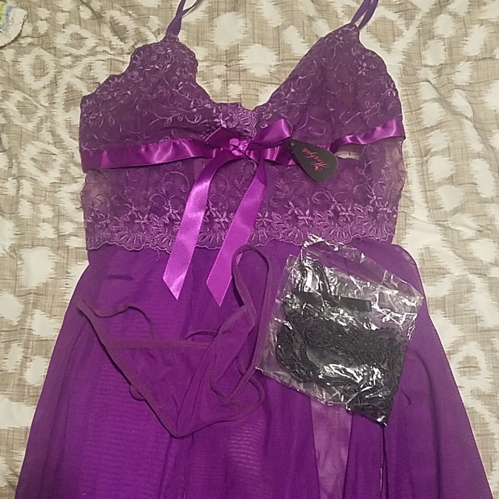 Purple babydoll teddy